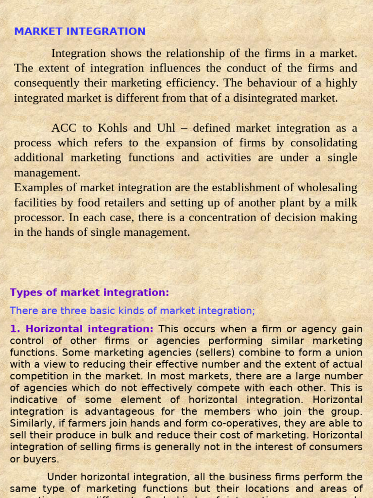 Types of Market Integration Explained | PDF | Market (Economics ...