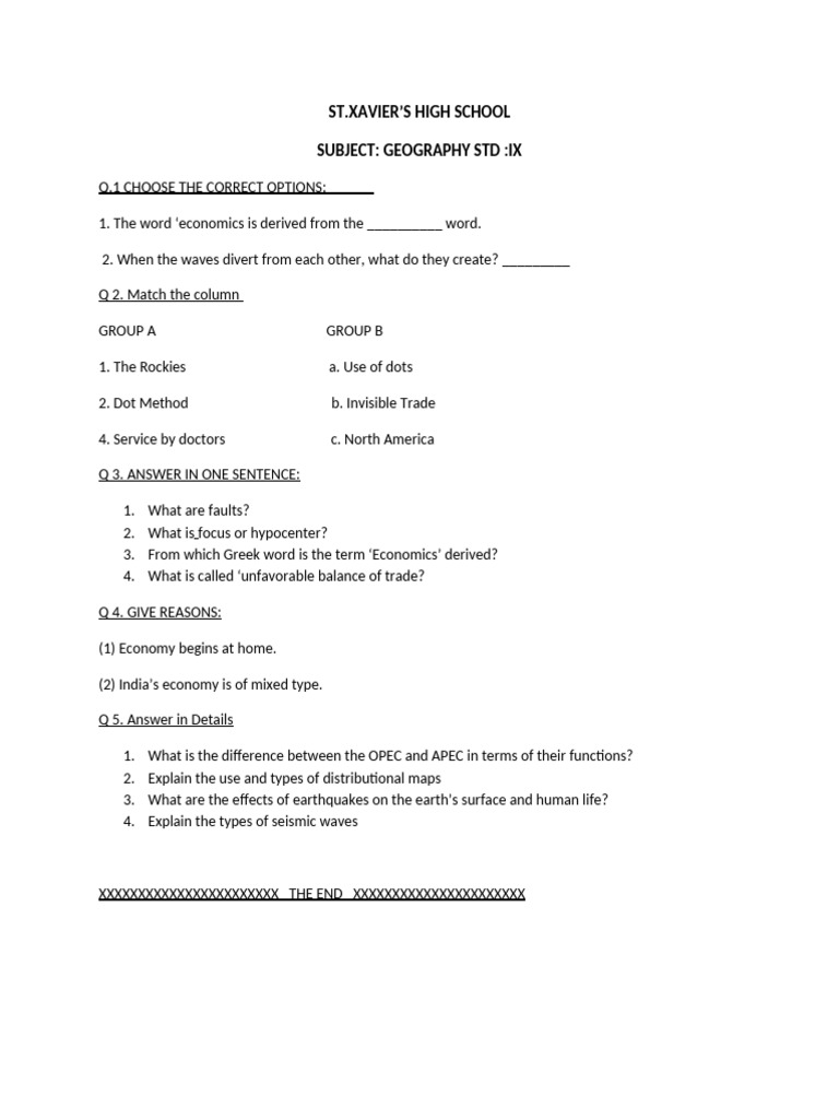 Geography Quiz for IX Grade Students | PDF