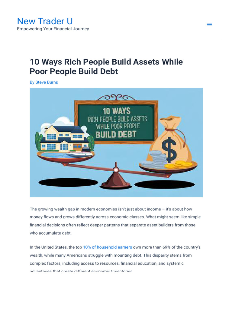 10 Ways Rich People Build Assets While Poor People Build Debt - New ...