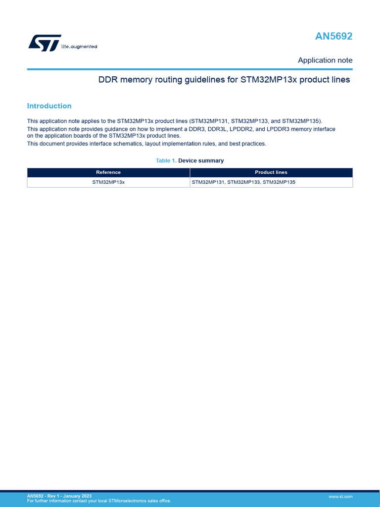 An5692 DDR Memory Routing Guidelines For stm32mp13x Product Lines ...
