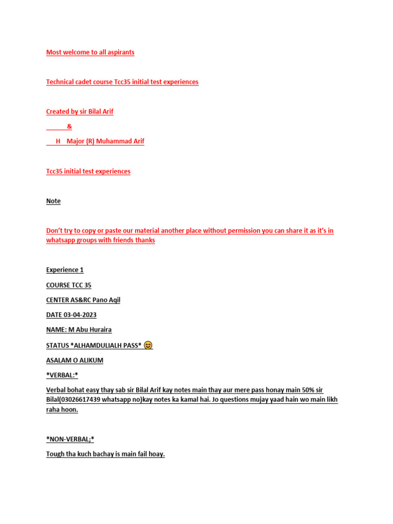 Tcc35 Initial Test Experiences Tips Pdf Physical Sciences