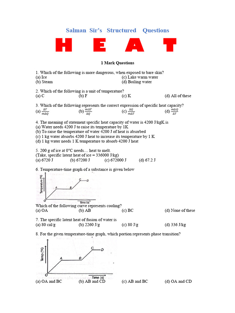 10.HEAT Structured Questions | PDF | Heat Capacity | Heat