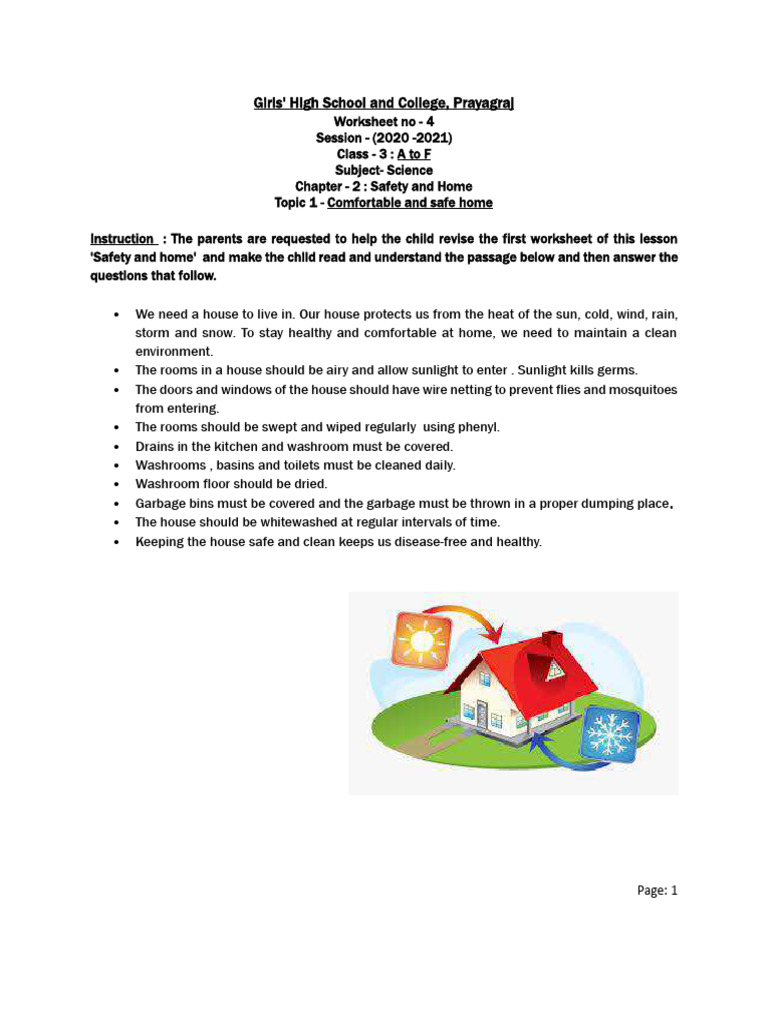 Class 3 Science Worksheet 4 Pdf Hygiene