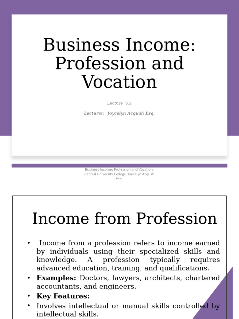 Business Income: Profession vs Vocation | PDF | Profession | Income