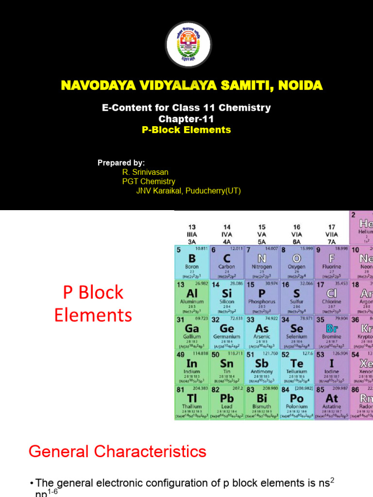 P Block Elements Presentation 1 | PDF | Silicon Dioxide | Boron