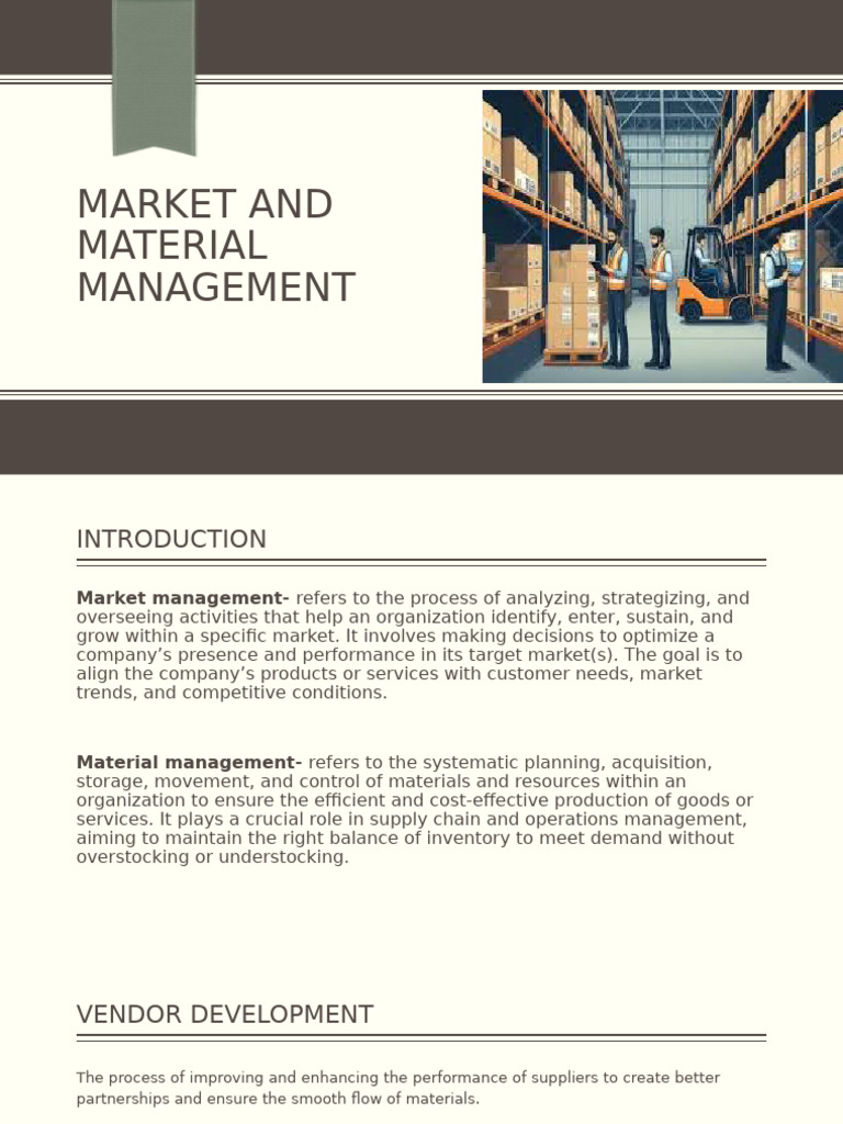 Market and Material Management | PDF | Pricing | Supply Chain