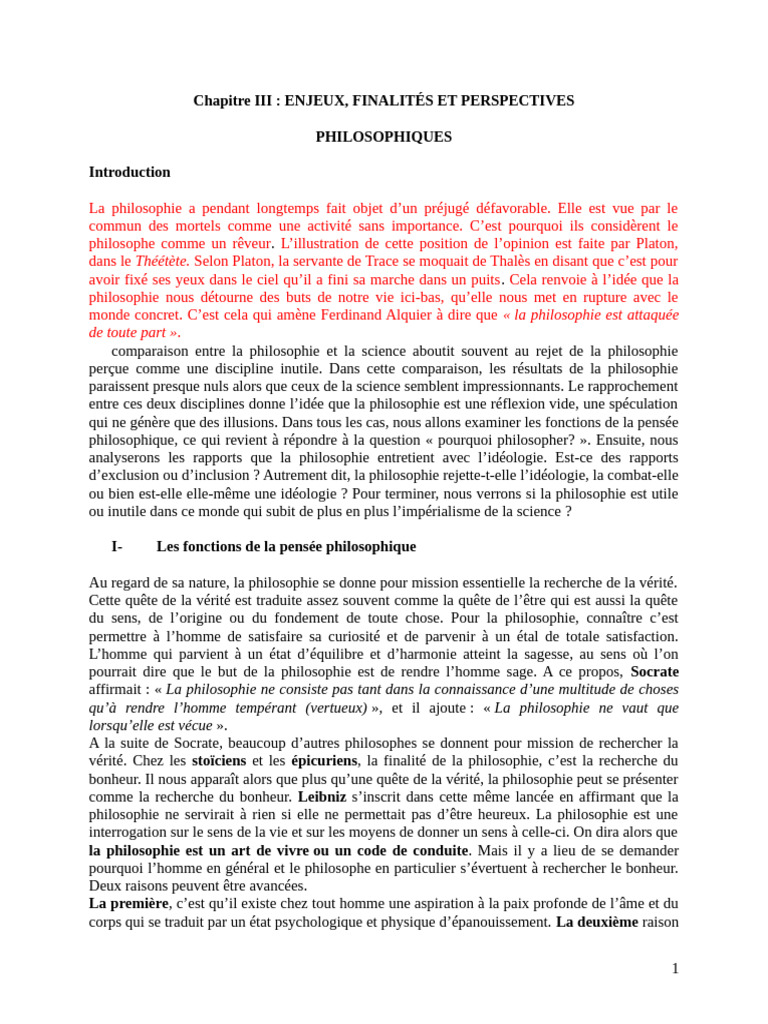Enjeux et finalités de la philosophie | PDF | Vérité | Science