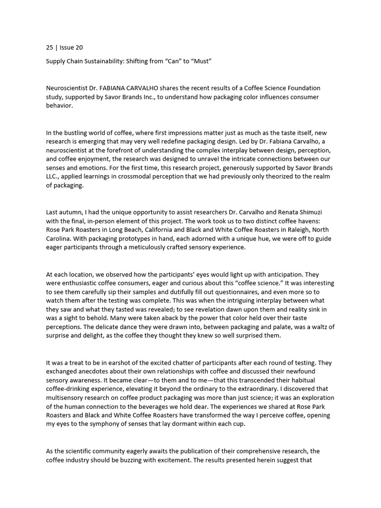 Sustainability from can to must 20240113 pdf coffee taste