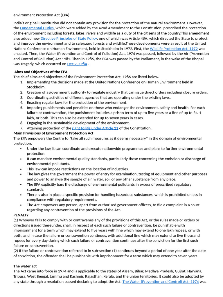 Unit 4 Environment Law Pdf Environmental Protection Effluent