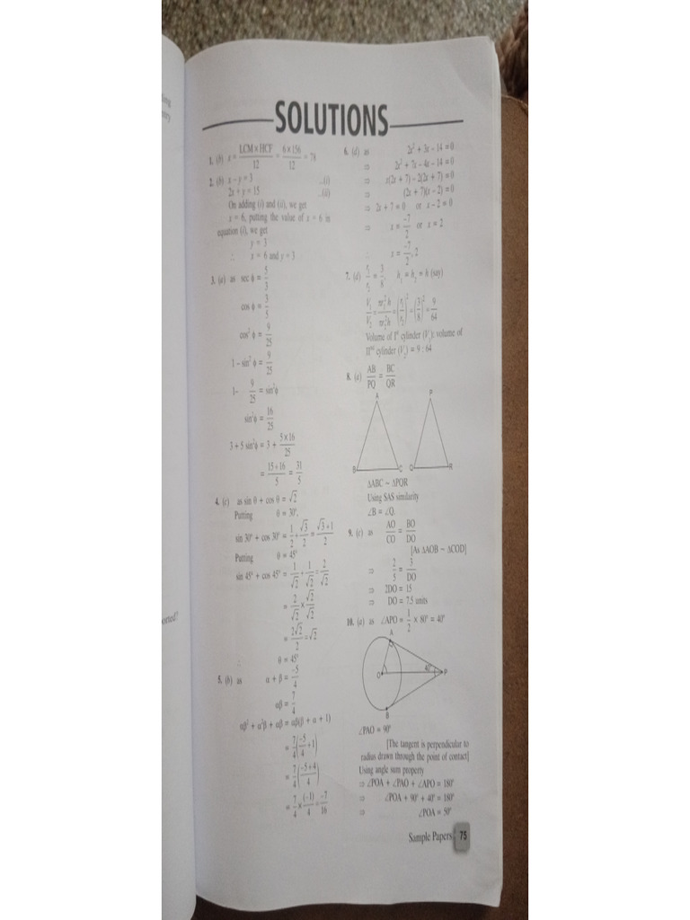 Sample Paper 4 Solutions | PDF