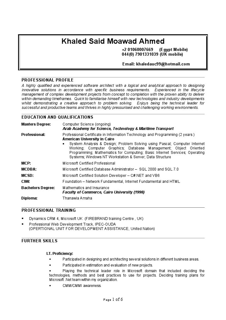 Software Architect Profile and Experience | PDF | Microsoft Visual ...