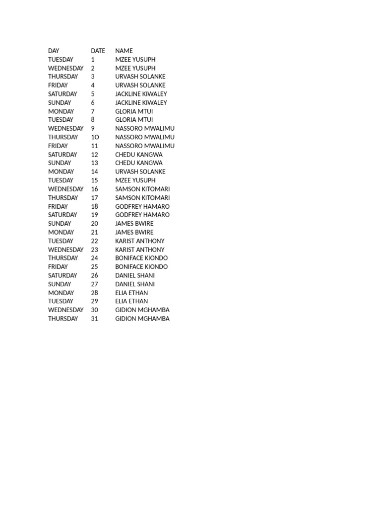 roster september | PDF