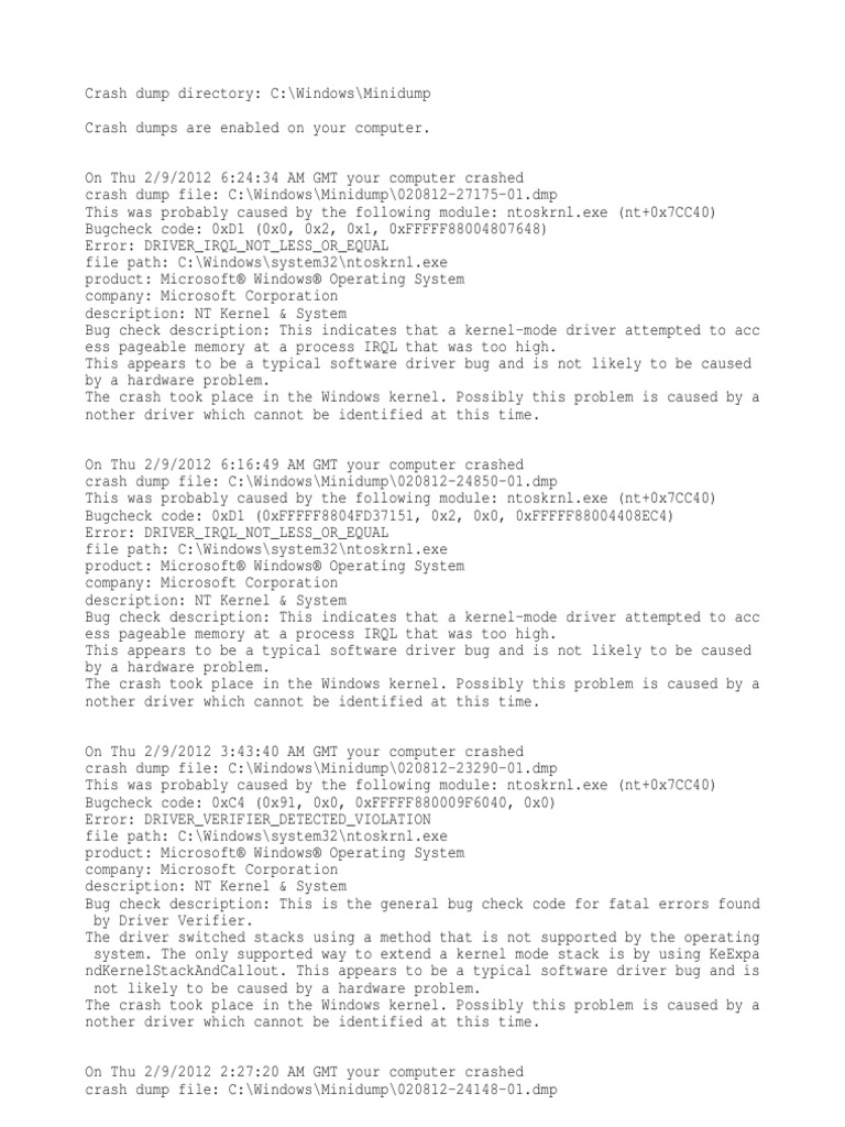 Windows Crash Dump Analysis Report | PDF | Device Driver | Kernel ...