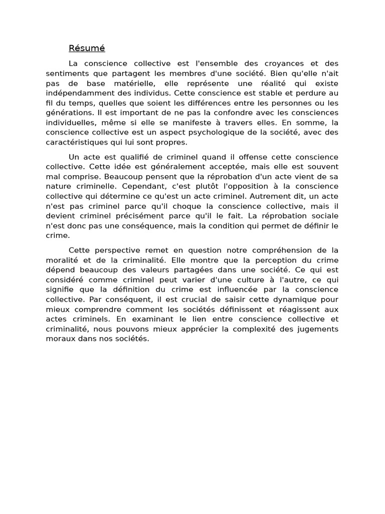 La conscience collective et le crime | PDF | Crimes | Crime et violence