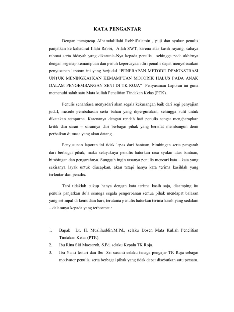 Contoh Kata Pengantar Ptk Aneka Macam Contoh