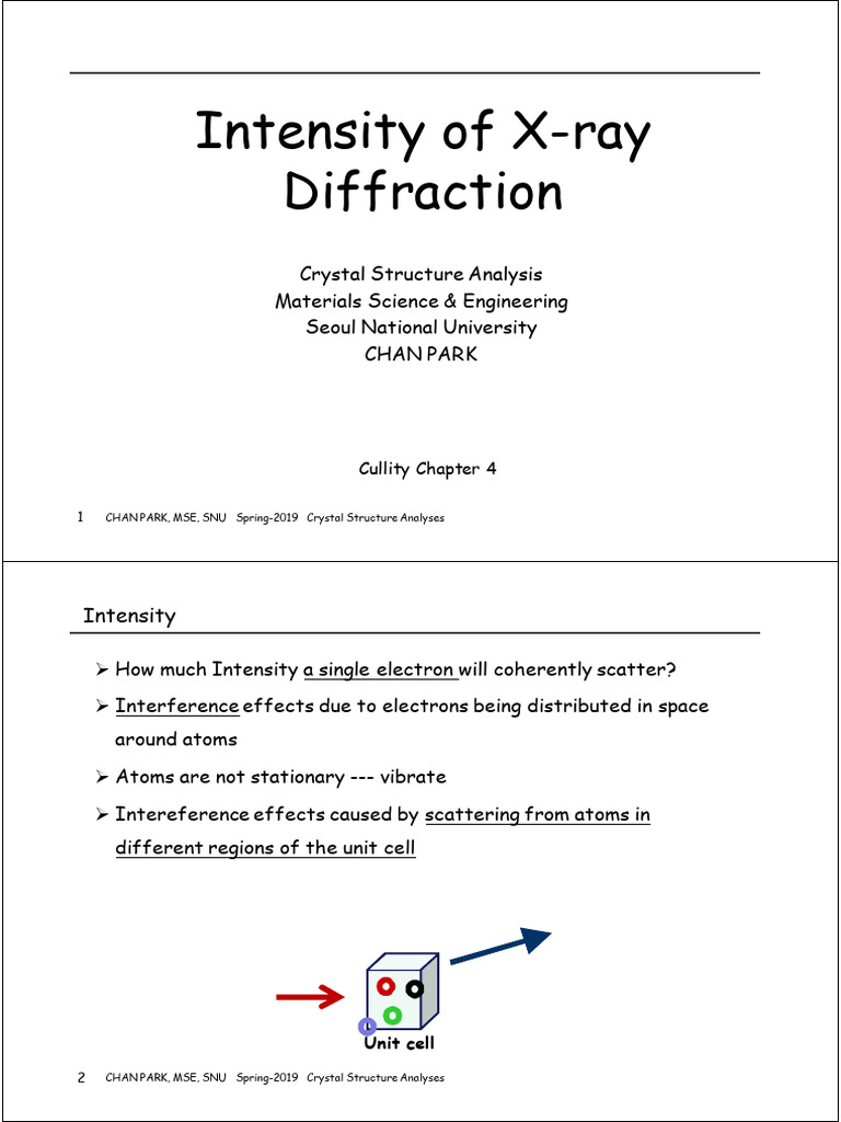 X-Ray Diffraction Intensity Factors | PDF | X Ray Crystallography ...