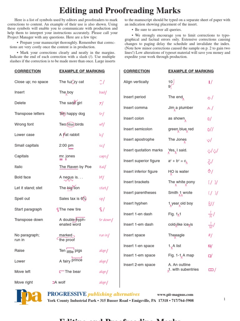 Editing and Proofreading Marks PDF Business