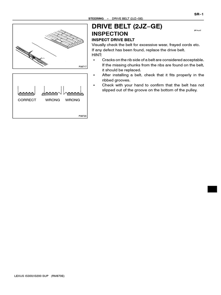 Lexus IS300 Drive Belt Inspection Guide | PDF