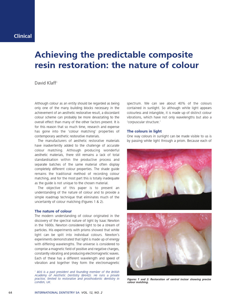 Achieving The Predictable Composite Resi | PDF | Tooth Enamel | Color