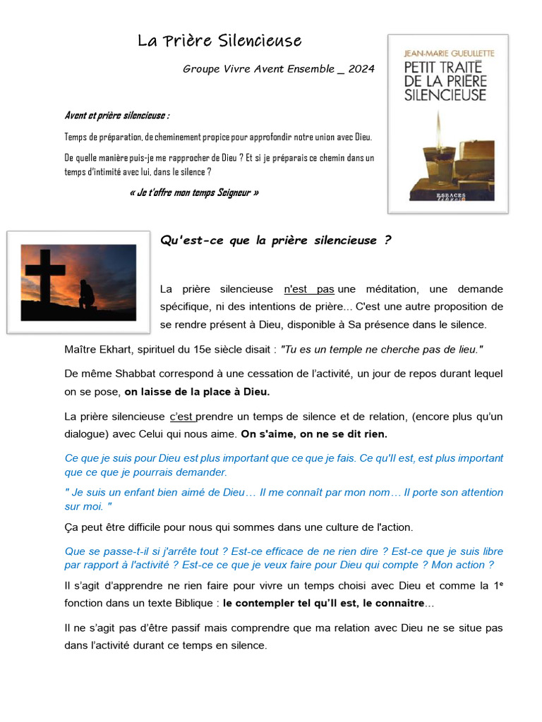 Prière Silencieuse : Se rapprocher de Dieu | PDF | Mysticisme chrétien ...