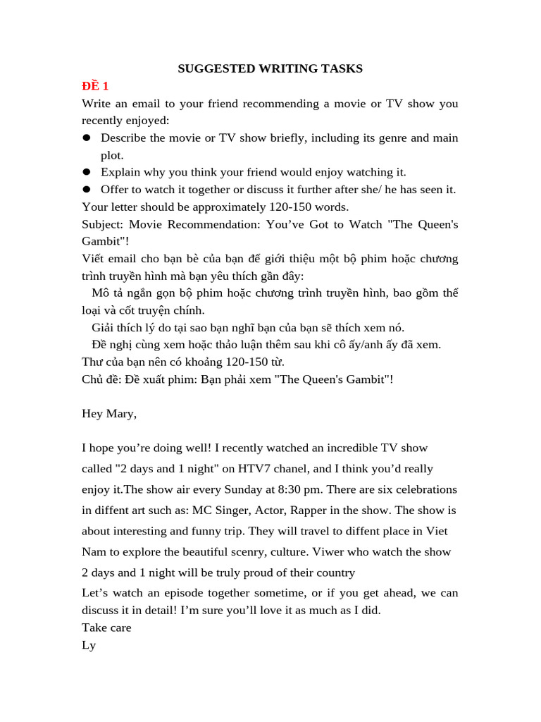 Suggested Writing Tasks | PDF