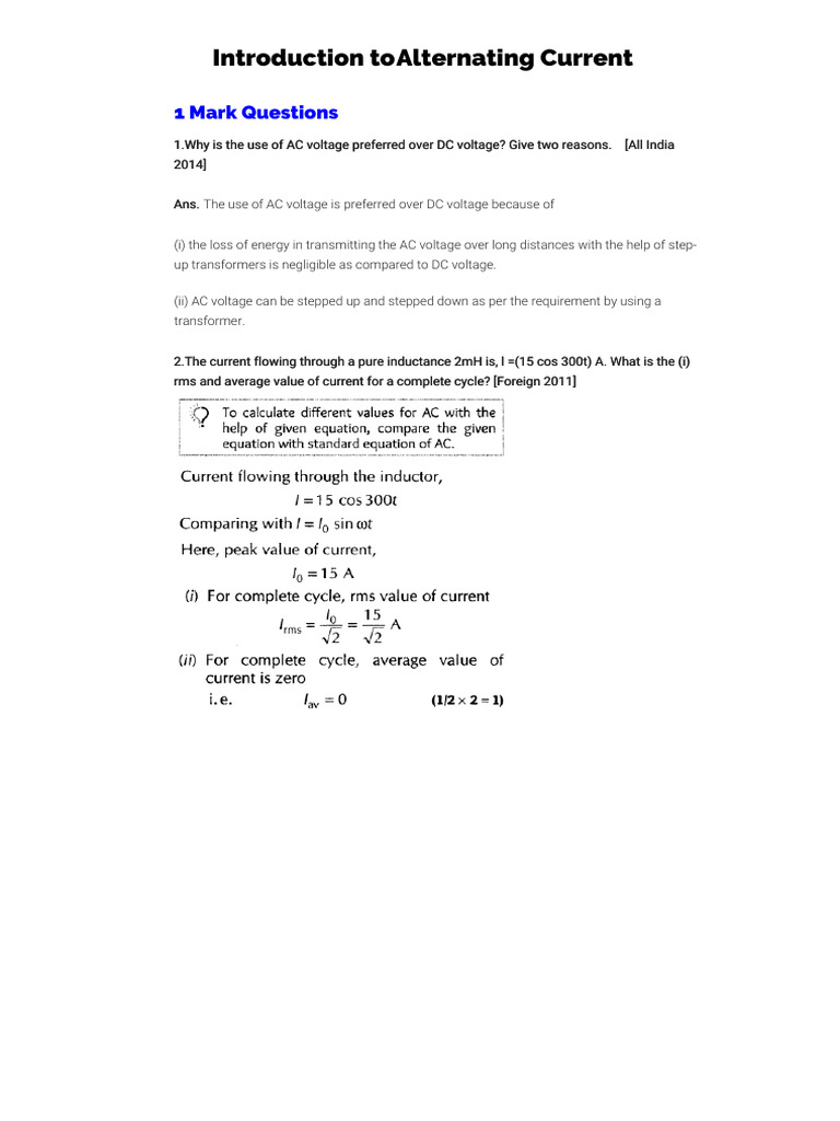 selfstudys_com_file | PDF | Alternating Current | Voltage