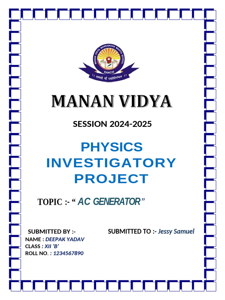 AC Generator Investigatory Project | PDF | Electric Generator ...