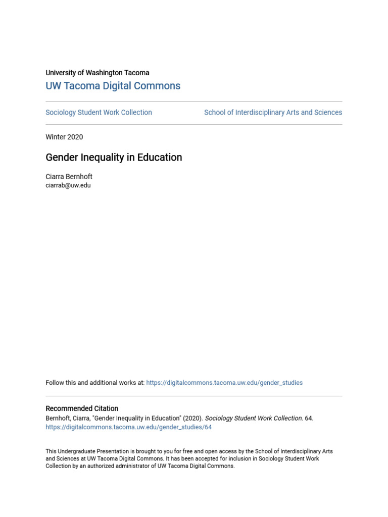 Gender Inequality in Education Analysis | PDF | Gender | Gender Studies