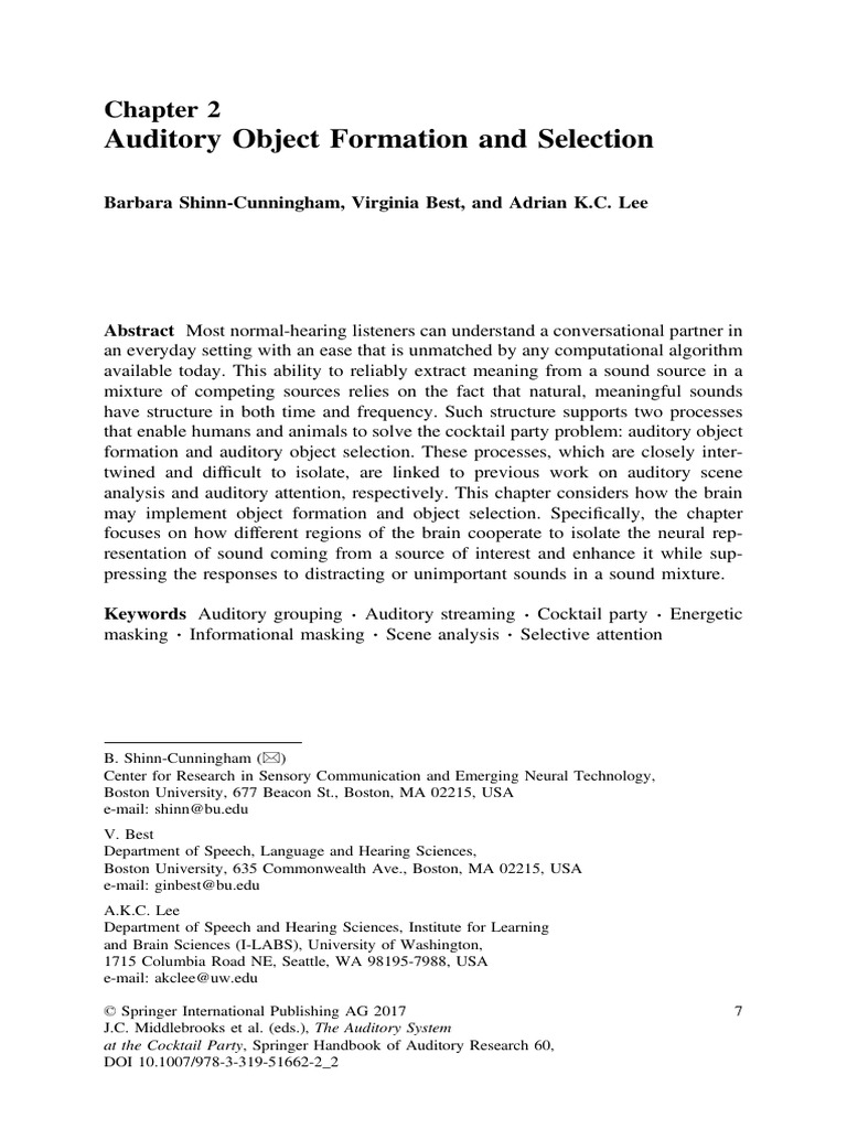 Auditory Object Formation Explained | PDF | Attention | Perception