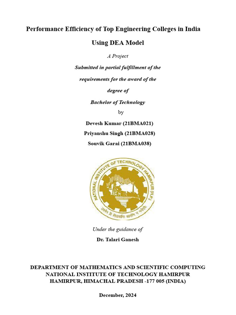 Efficiency Analysis of Indian Engineering Colleges | PDF