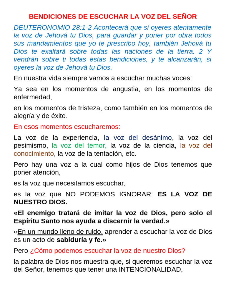 Bendiciones de Escuchar a Dios | PDF | Oración | Salmos