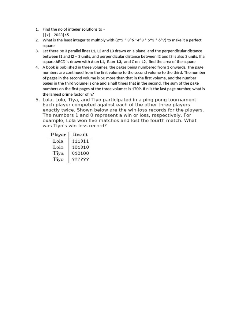 TISB Math Contest | PDF