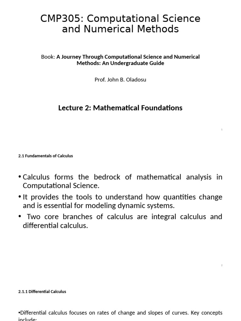 2023 2024 Lecture 2 CMP305 Computational Science and Numerical Methods ...