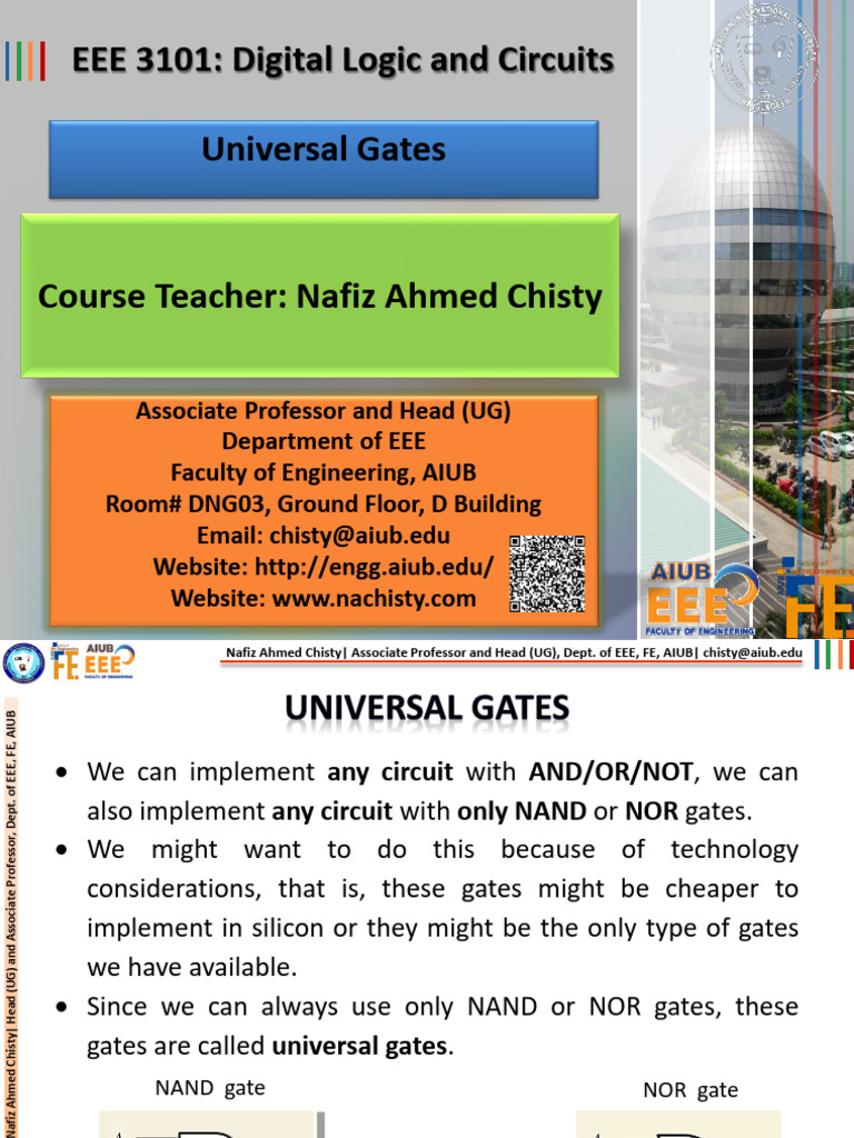 5 - Universal Gates - Fall24v1 | PDF | Logic Gate | Cmos