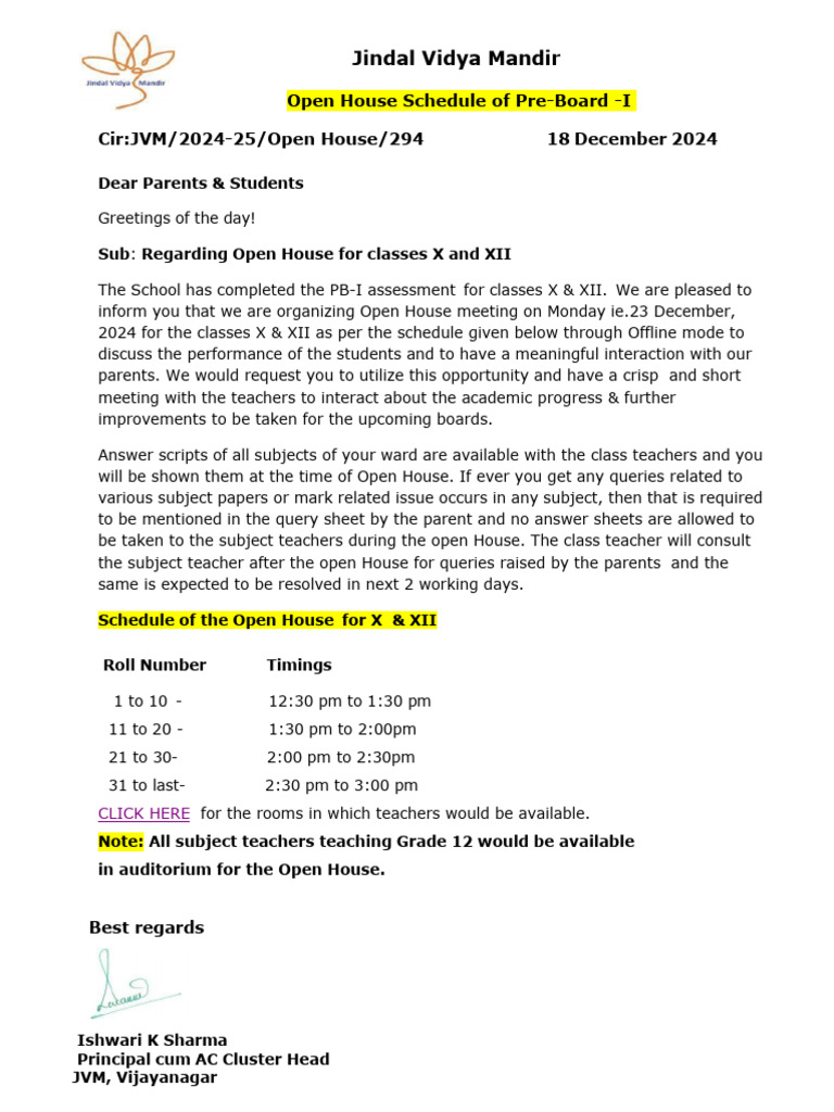 Open House (Class X - XII, PB-1) | PDF