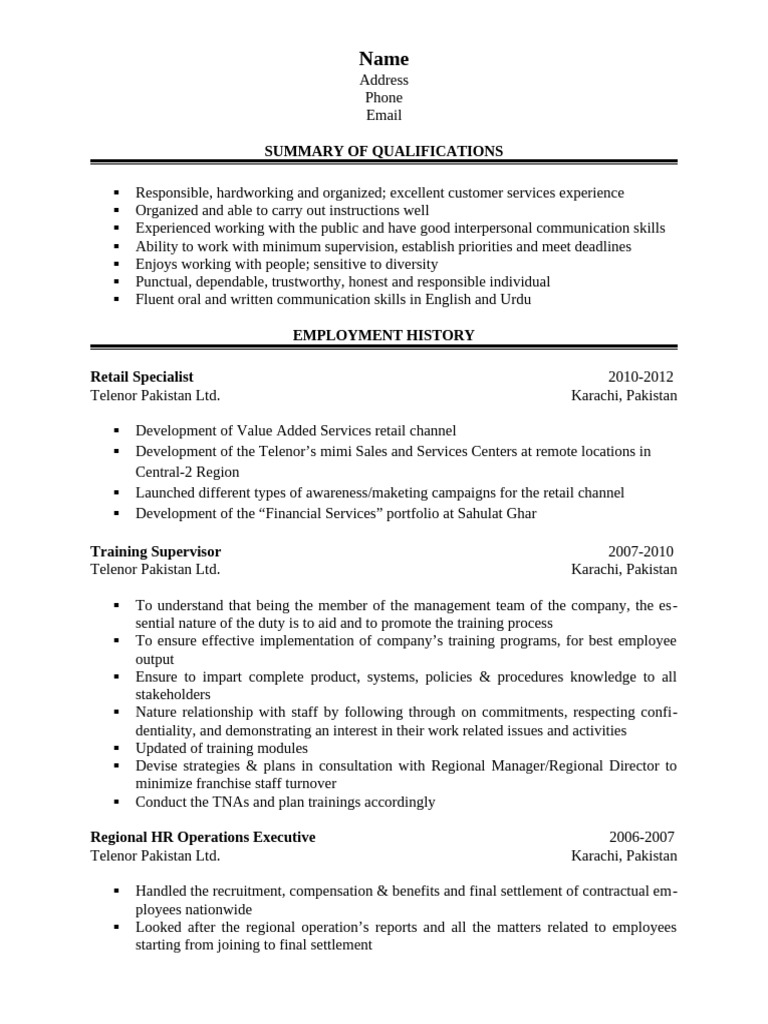Professional Profile: HR & Retail Specialist | PDF | Employment | Pakistan
