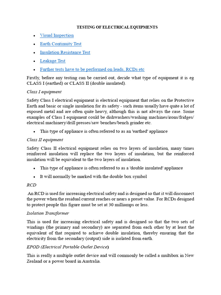 Testing of Electrical Equipmets | PDF | Insulator (Electricity ...