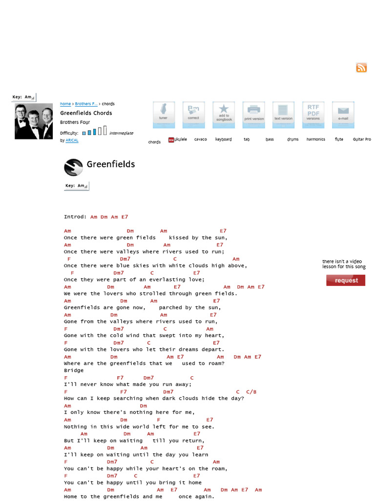 GREENFIELDS Chords - Brothers Four - E-Chords | PDF | Musical ...