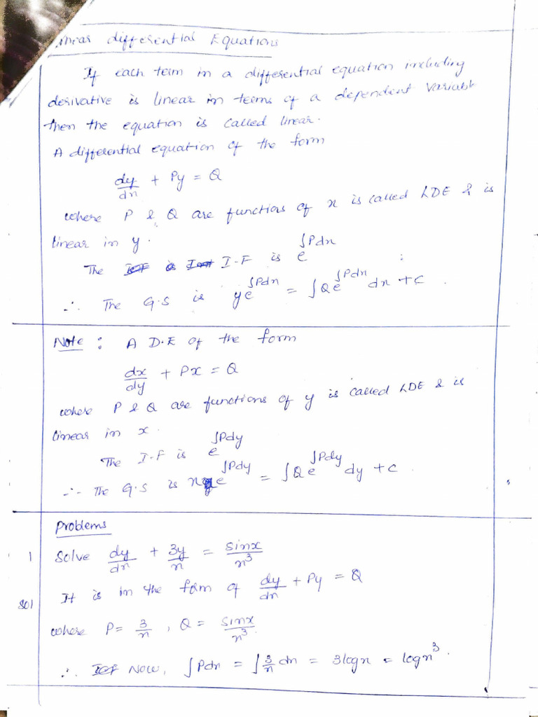 Linear Differential Equations | PDF