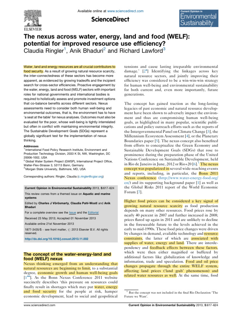 WELF nexus | PDF | Subsidy | Agriculture