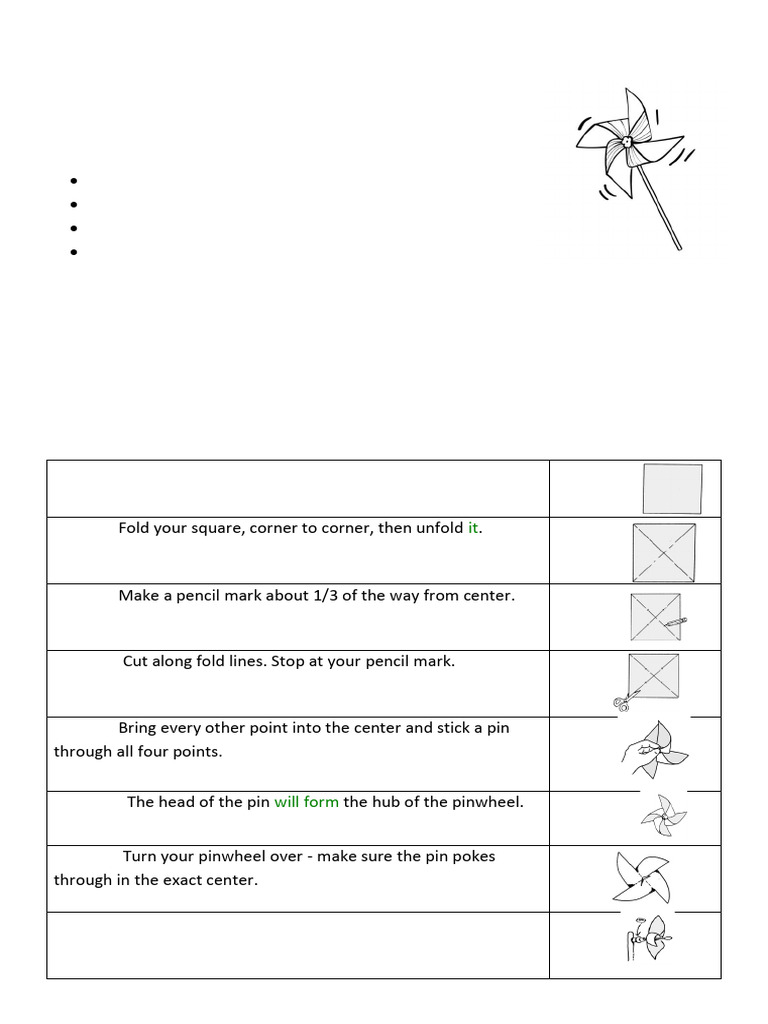 Pin Wheel - Activity 31st July | PDF