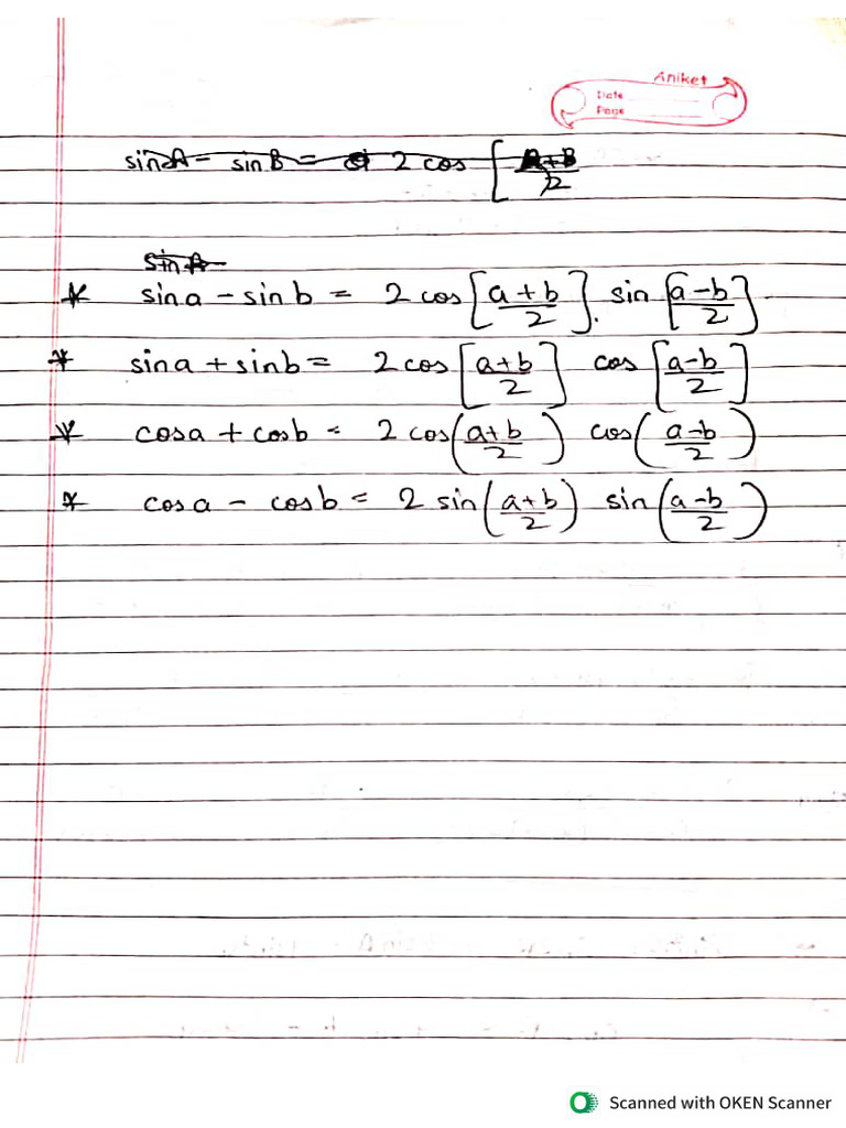 Formula 5 (Trigonometry) | PDF