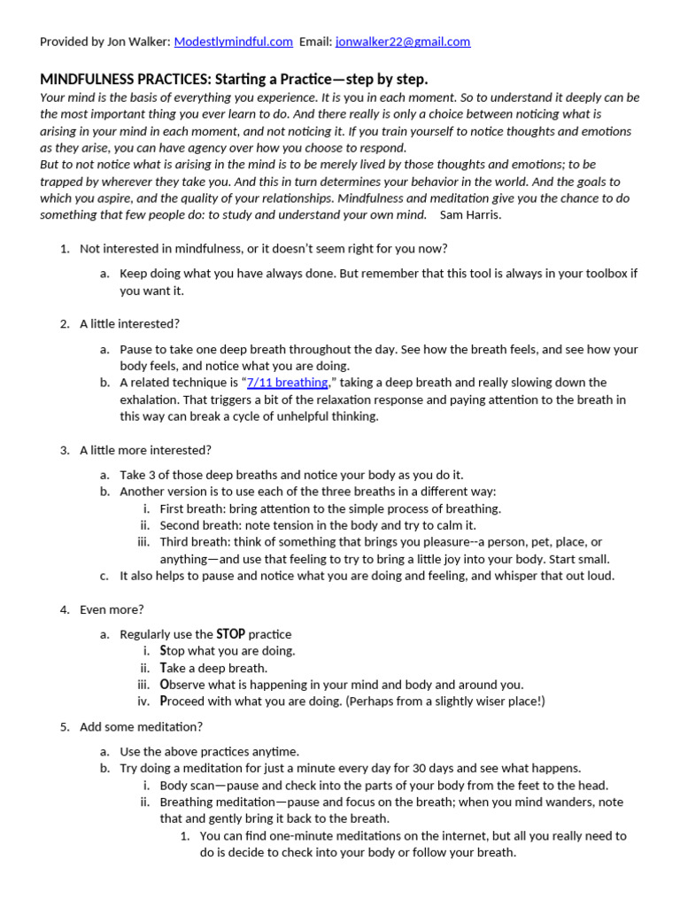 Mindfulness Practices Explained | PDF | Mindfulness | Meditation