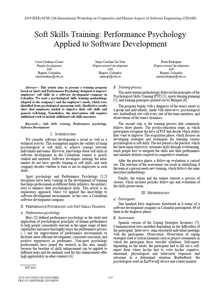 Soft Skills Training in Software Development | PDF | Psychology ...