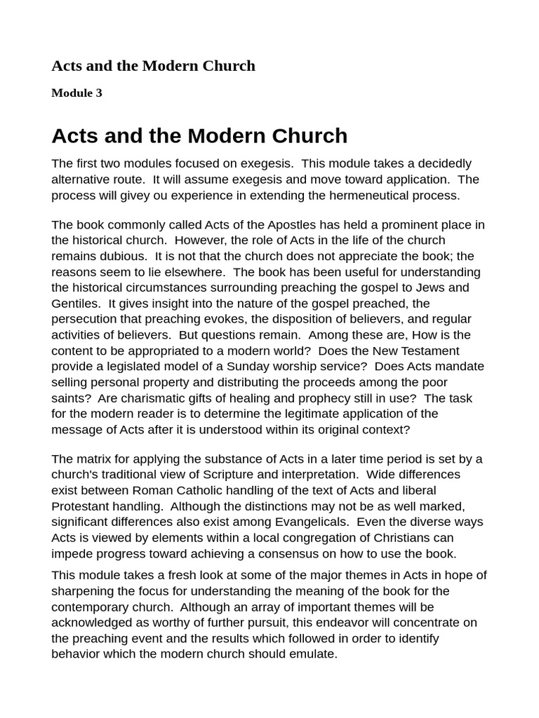 Acts and The Modern Church | PDF | Paul The Apostle | Acts Of The Apostles