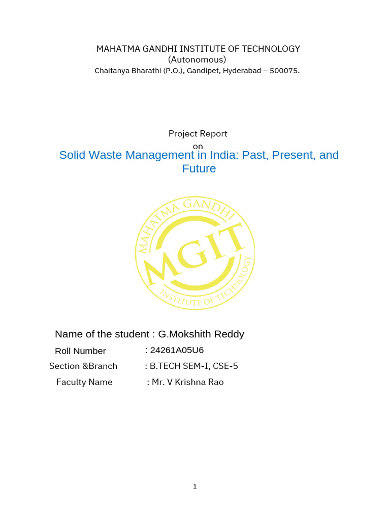 Solid Waste Management in India Past, Present, and Future | PDF | Waste ...