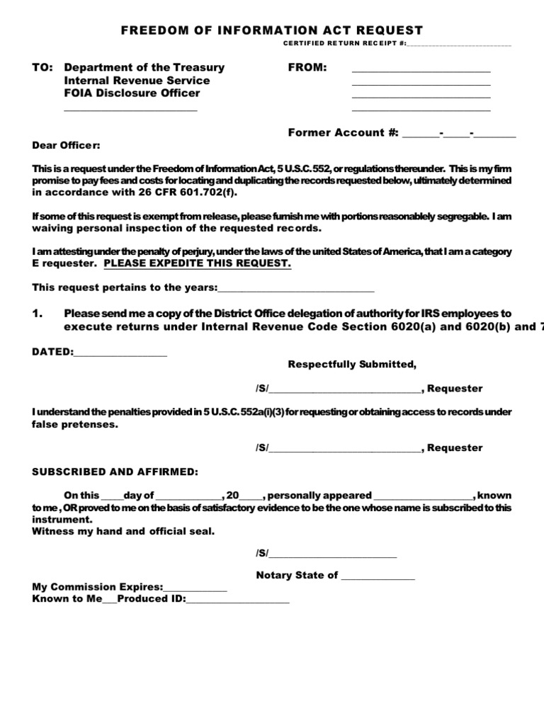 FOIA Request for IRS Records | PDF