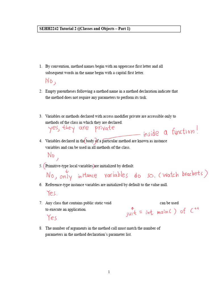 SEHH2242 Tutorial 02 | PDF | Method (Computer Programming) | Programming