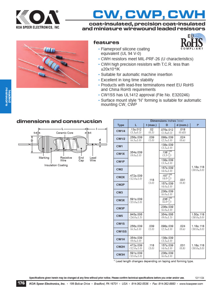 CW-CWP-CWH | PDF | Resistor | Electricity