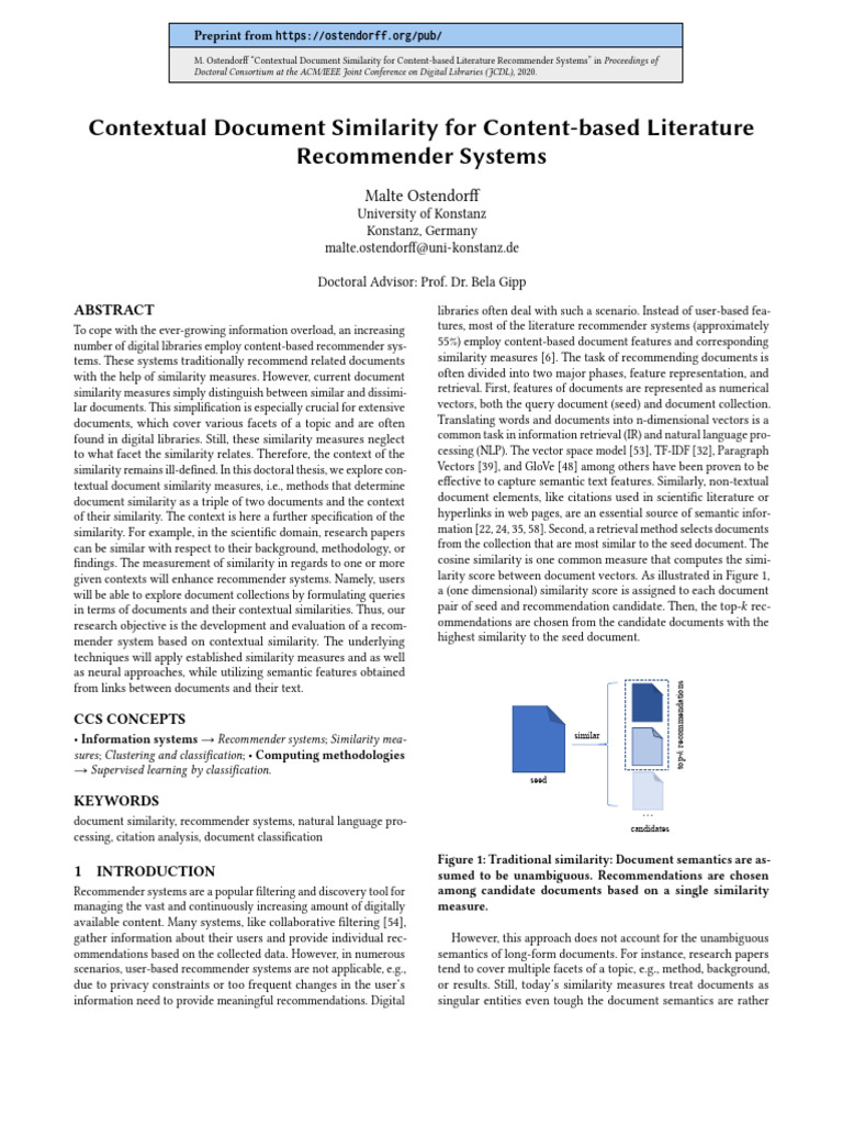 Contextual Document Similarity in Recommenders | PDF | Information Science